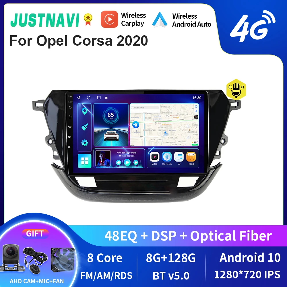 

JUSTNAVI QT10 Wireless CarPlay Android Auto Radio For Opel Corsa 2020 Stereo Car Multimedia Video Player GPS DVD