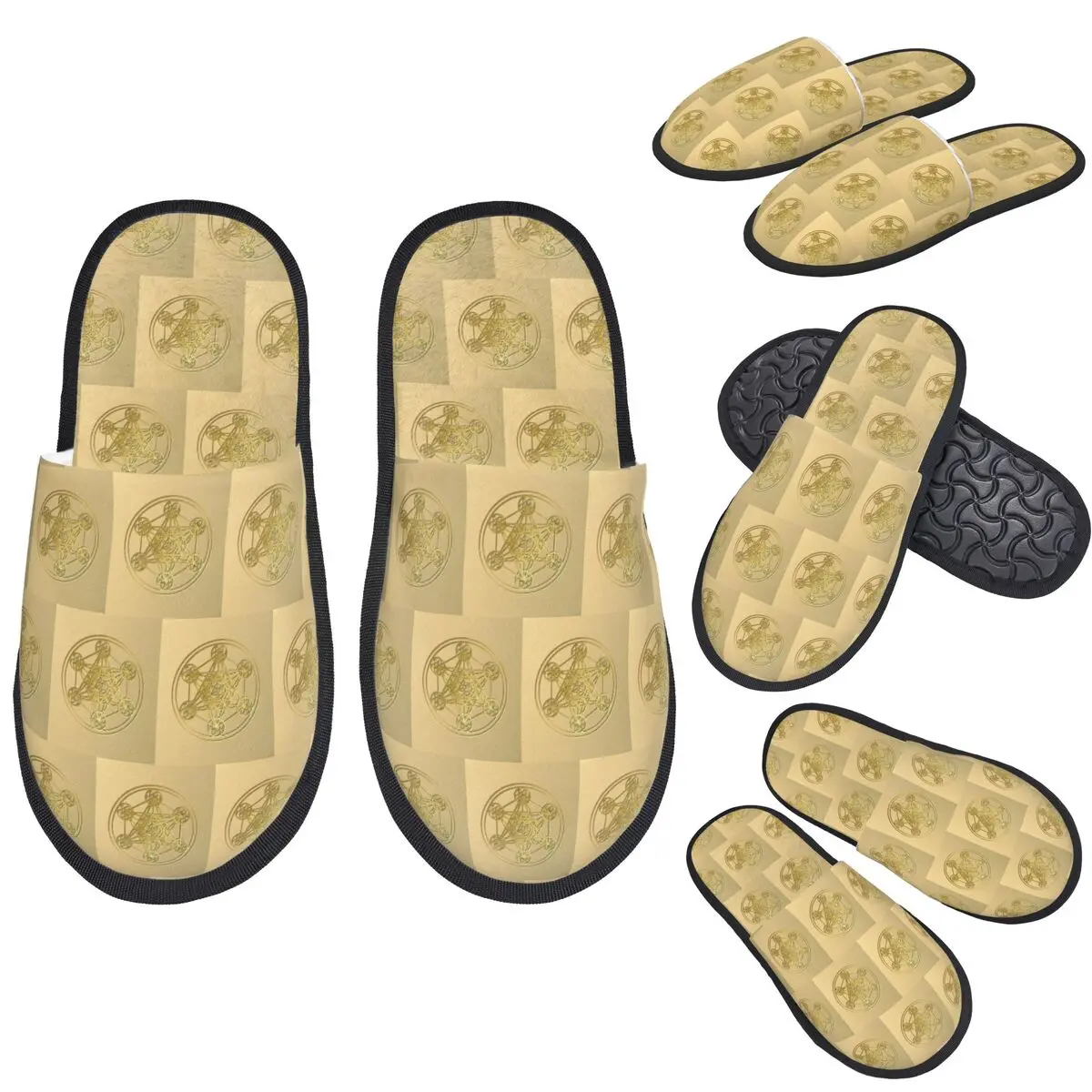 

Custom Metatron Cube Sacred Mandala Healing Amulet Slippers Memory Foam Warm Soft Women House Slipper Bedroom Cozy Shoes