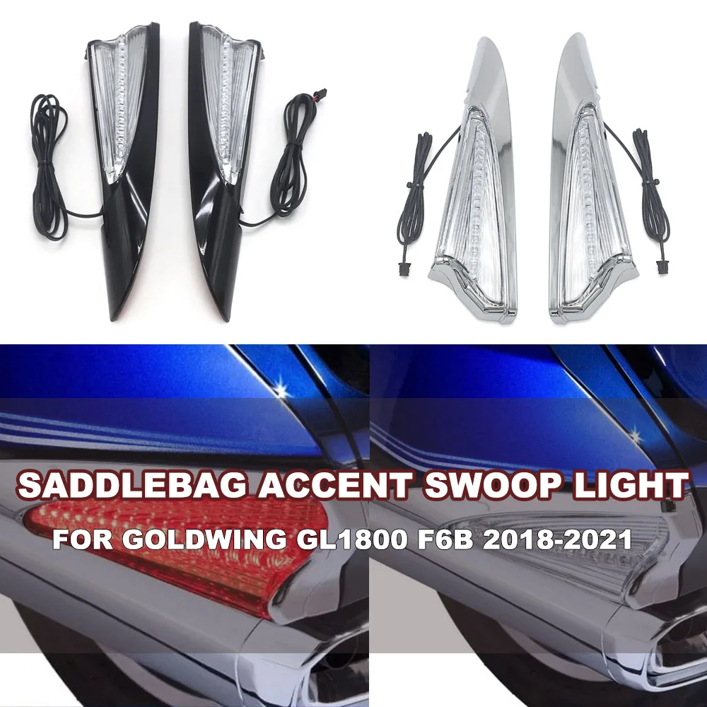 

NEW Motorcycle Saddlebag Accent Swoop LED Light Case For Honda Gold Wing GL 1800 GL1800 F6B 2018 2019 2020 2021 Saddlebag Lights