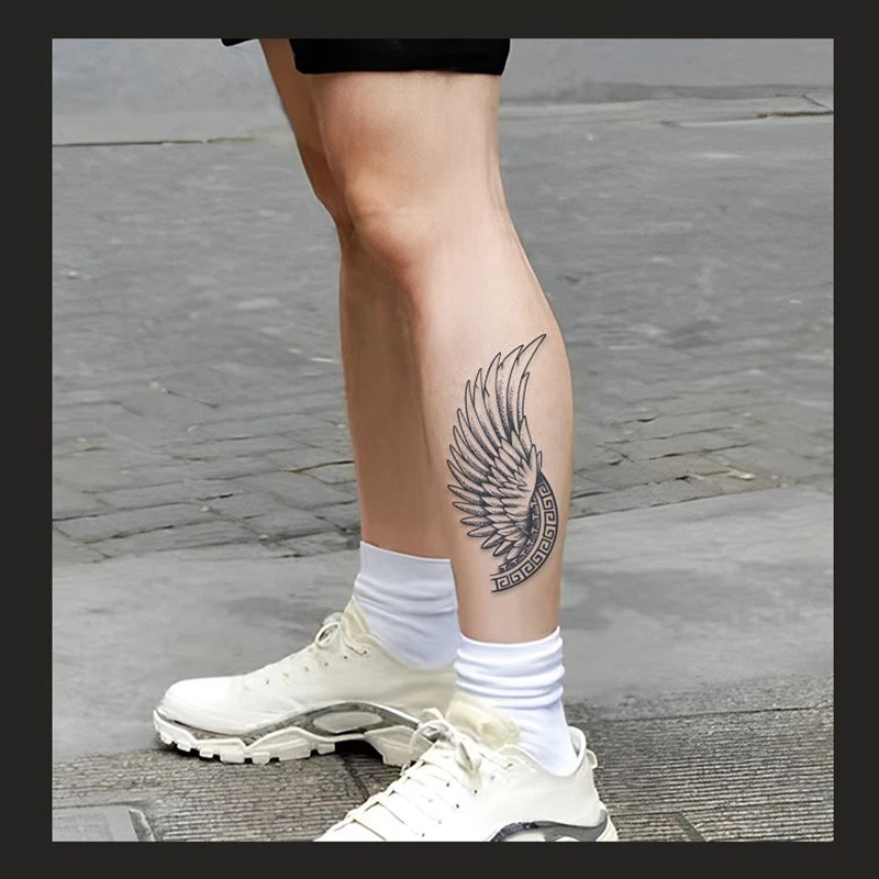 2pcs Side Feather Wings Herbal Juice Arm Leg Semi Permanent Temporary Tattoo Stickers Waterproof 7-15 Days Women Art Fake Tattoo