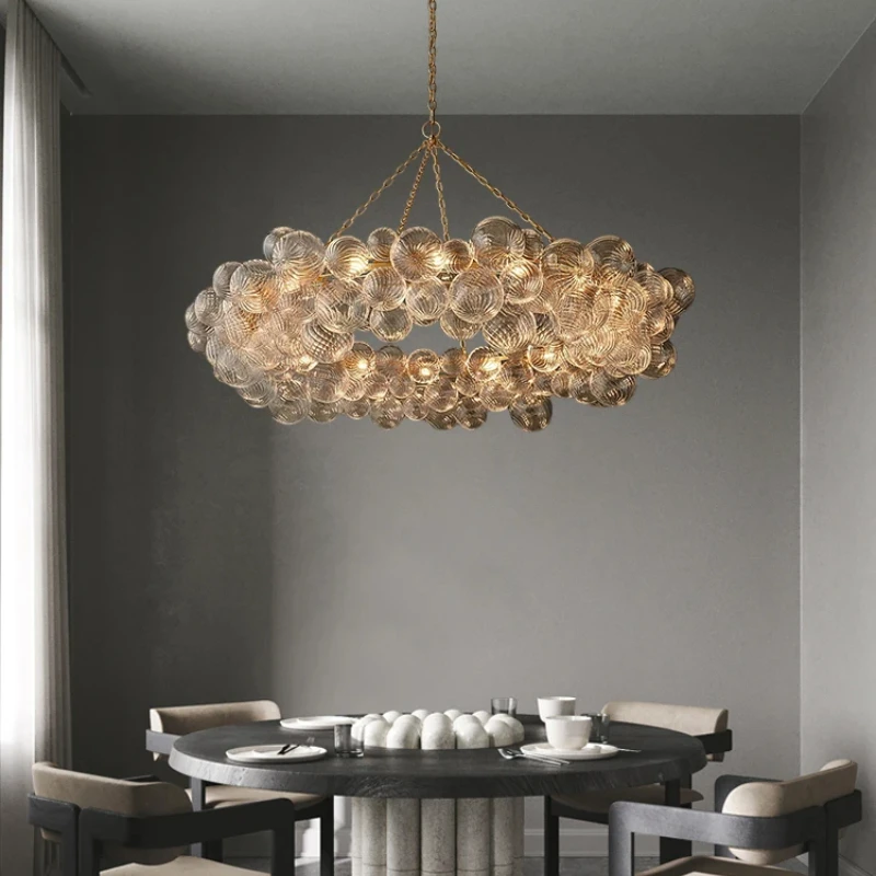 Luxury glass ball chandelier Modern Italian designer golden Bubble Ceiling lamp villa living room hotel hall hanging light E14