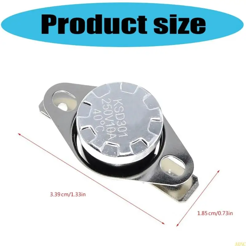 A0NC 3Pcs 40/70/85/125℃ 가정용 KSD301 250V 10A 정상 폐쇄 NC 온도 조절기