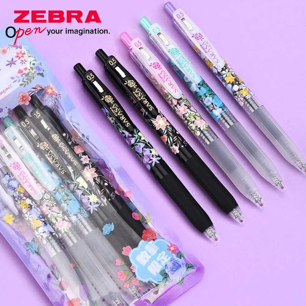 

1 + 5 заправок, японская гелевая ручка ZEBRA Flower Limited, 0,5 мм, JJ15, черная, большая емкость, быстросохнущая для письма, детские школьные принадлежности