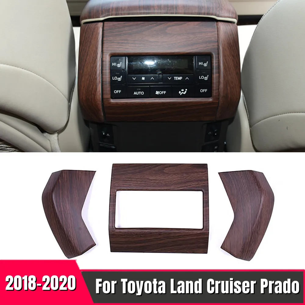 

ABS Chrome Wood grain Armrest Rear Air Outlet Decoration Car Interior Cover Accessories For Toyota Land Cruiser Prado 150 2020