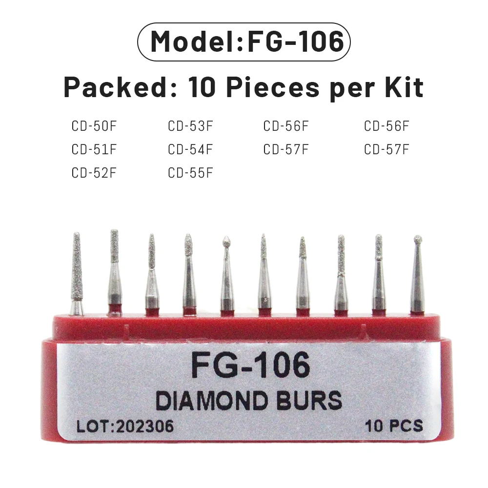 10Pcs/Box AG FG/BR Dental Diamond Burs Drill for High Speed Handpiece Dentist Burs Set FG Series Dia.1.6mm Dentist Materials