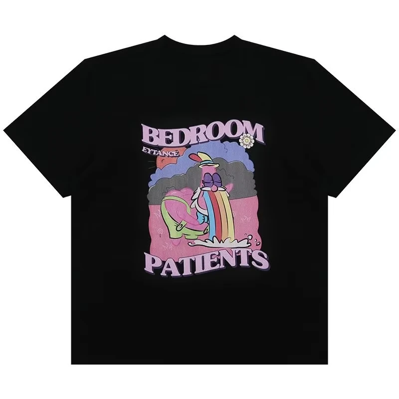 

2025 Summer New T-shirts for Women and Men Instagram Trendy Couple Outfits Short-sleeved Base Wear with Big Stars Loose Clothes