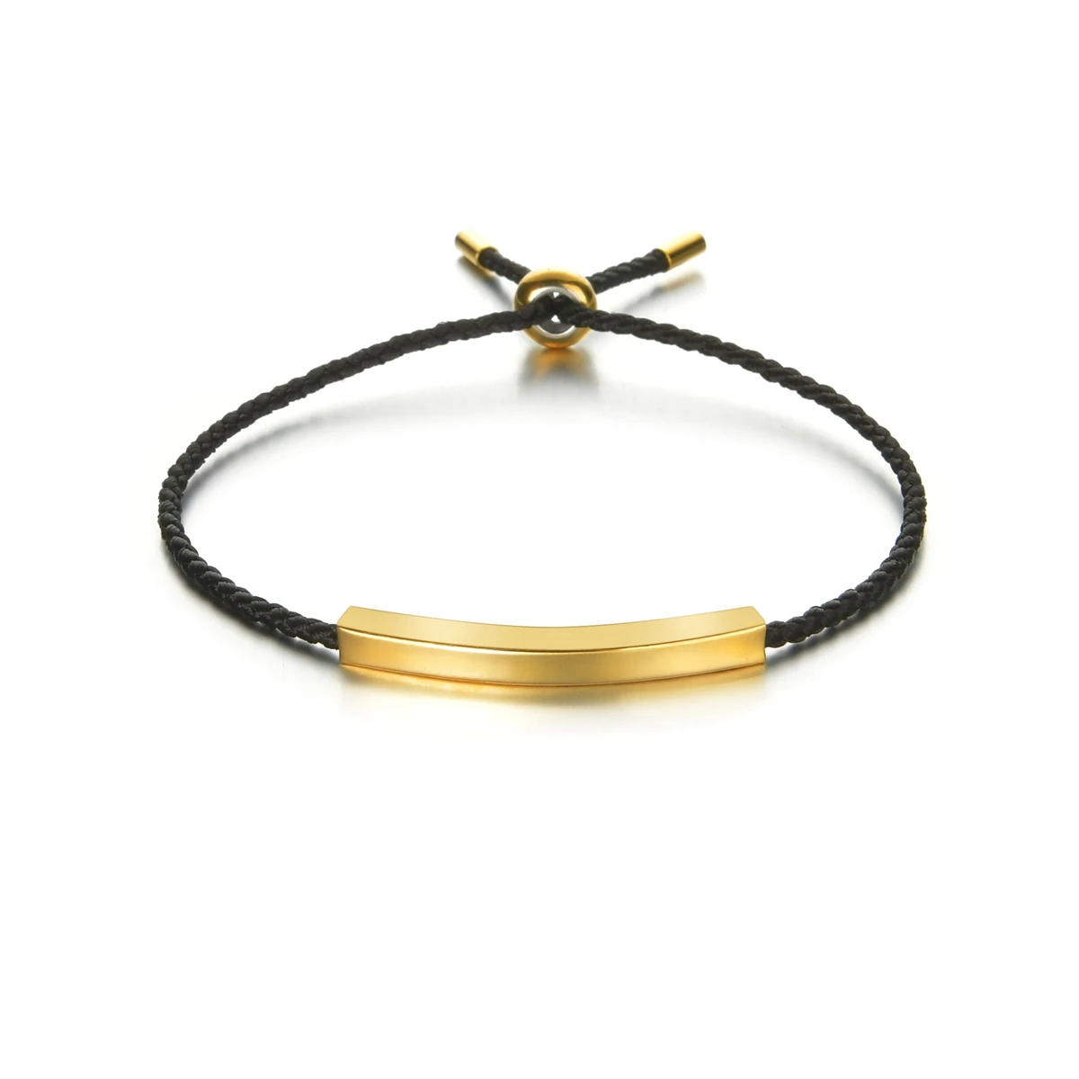 Engrave Name Personalized Black Color Rope Baby Accessory Bracelet for Women Stainless Steel Jewelry Pull Buckle Adjustment Gift