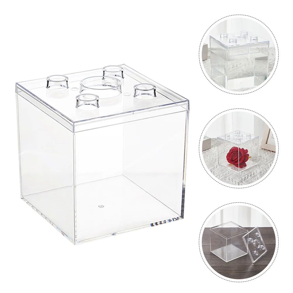 

2Pcs Transparent Plastic Organizer Cube Boxes Clear Storage Containers Square Display Boxes for Office Home Organization