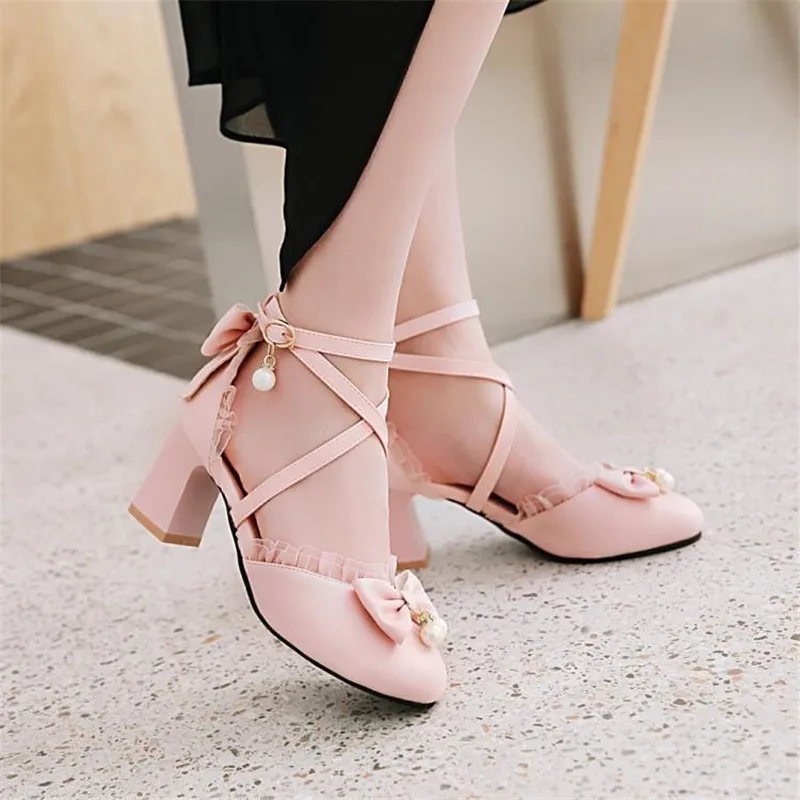 Girls High Heels Shoes Sandals Pink White Princess Girls Dress Shoes Summer Ruffle Bowknot Girls Party Wedding Shoes Size 28-43