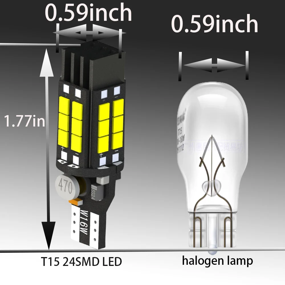 1PCS W16W T15 LED Bulbs Canbus Error Free LED Backup Light T16 921 912 W16W LED Bulbs Car Reverse lamp 6500K White Yellow red12V