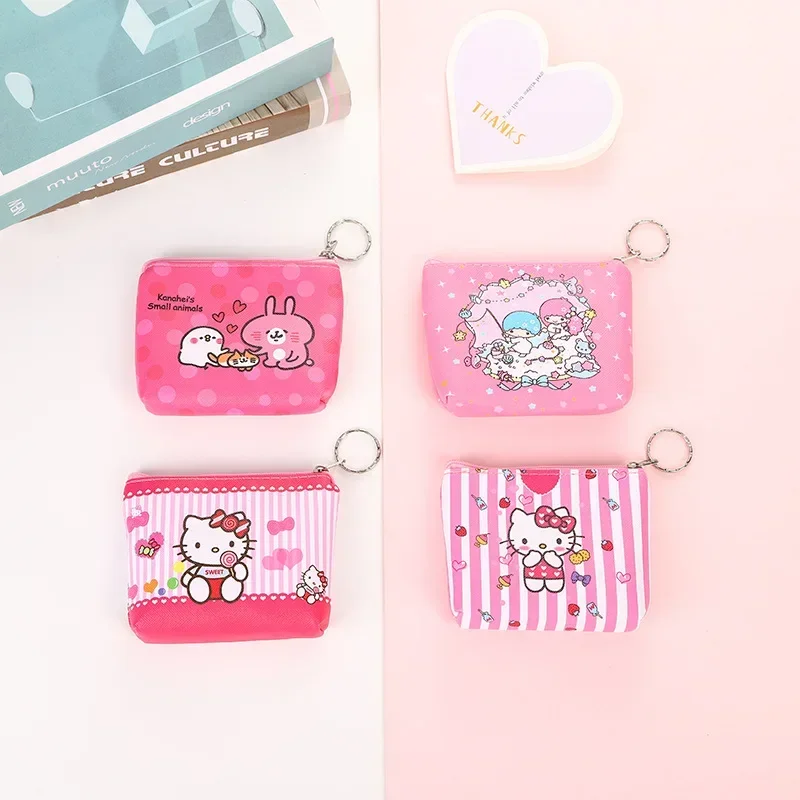 Hello Kitty Purse Coin Purses Cartoon Animals PU Melody Cute Wallet Bag Keychains Storage Bag Sanrio Kuromi Kawaii Mini Pouch