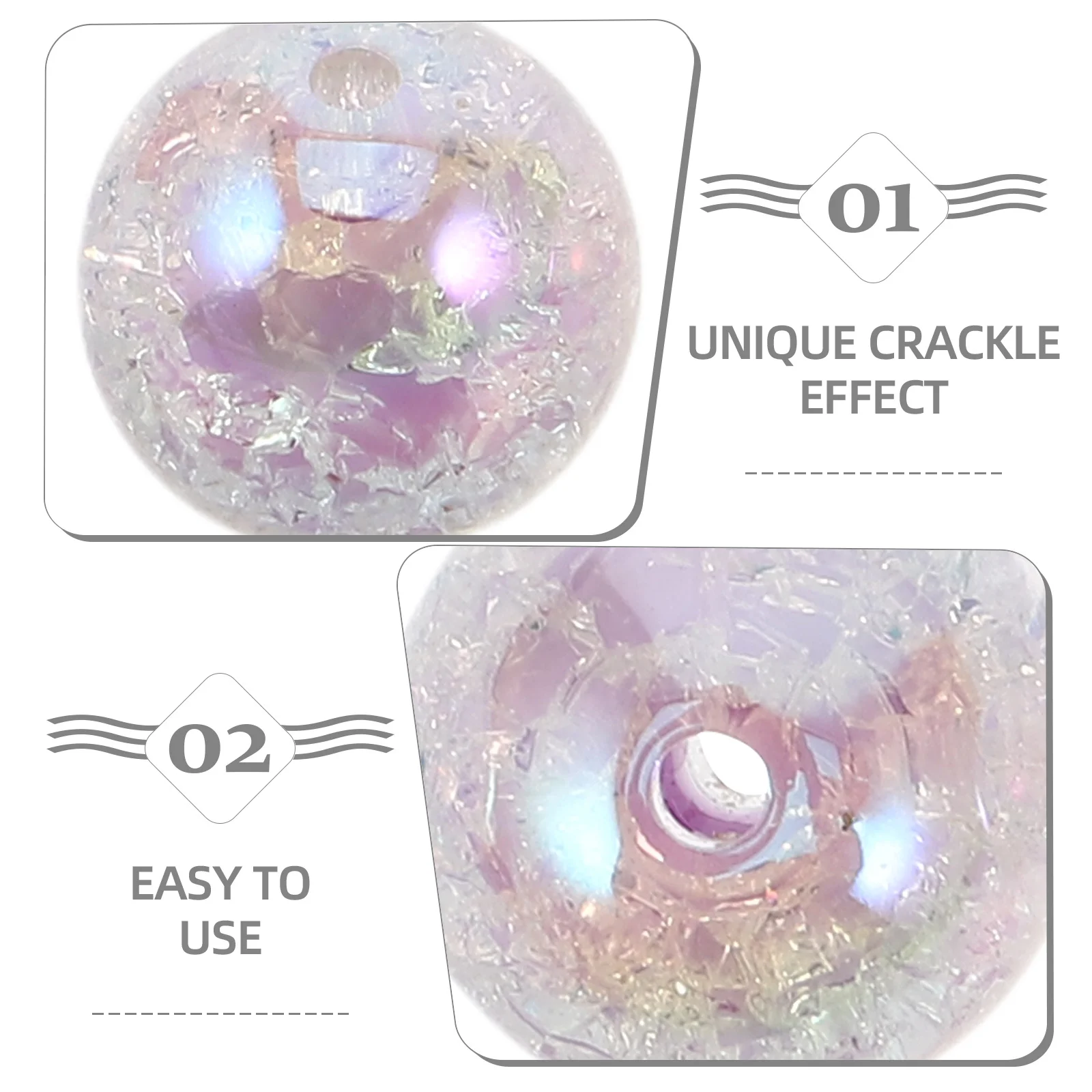 40Pcs Crackle Design Acrylic Round Beads DIY Supplies for Jewelry Making Beads for Keychain Bracelet Crafting DIY Supplies