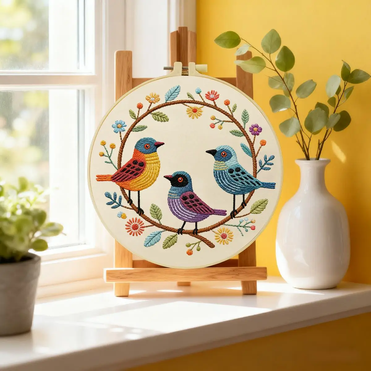 1 Stück 20X20CM/15X15CM 7,87/6,3 Zoll Tier - Vogel Stickerei Starter-Kit DIY-Kit DIY Stickerei-Set Handarbeiten Malerei – Detail 1