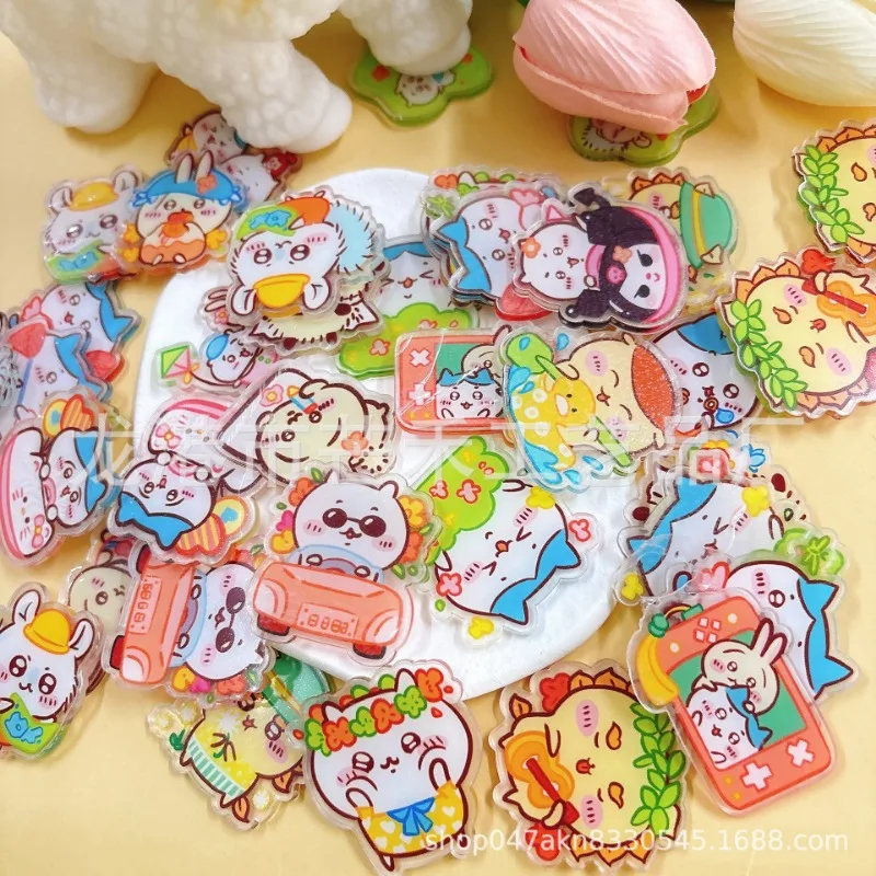 Cartoon anime chiikawa hand-painted acrylic patch double-sided composite handmade DIY keychain PP hair clip accessory materials