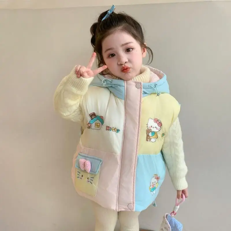 

Sanrio Hello Kitty Cotton Padded Thickened Vest Jacket for Baby Girls Comfortable Outerwear Autumn Winter New Fashionable 2026
