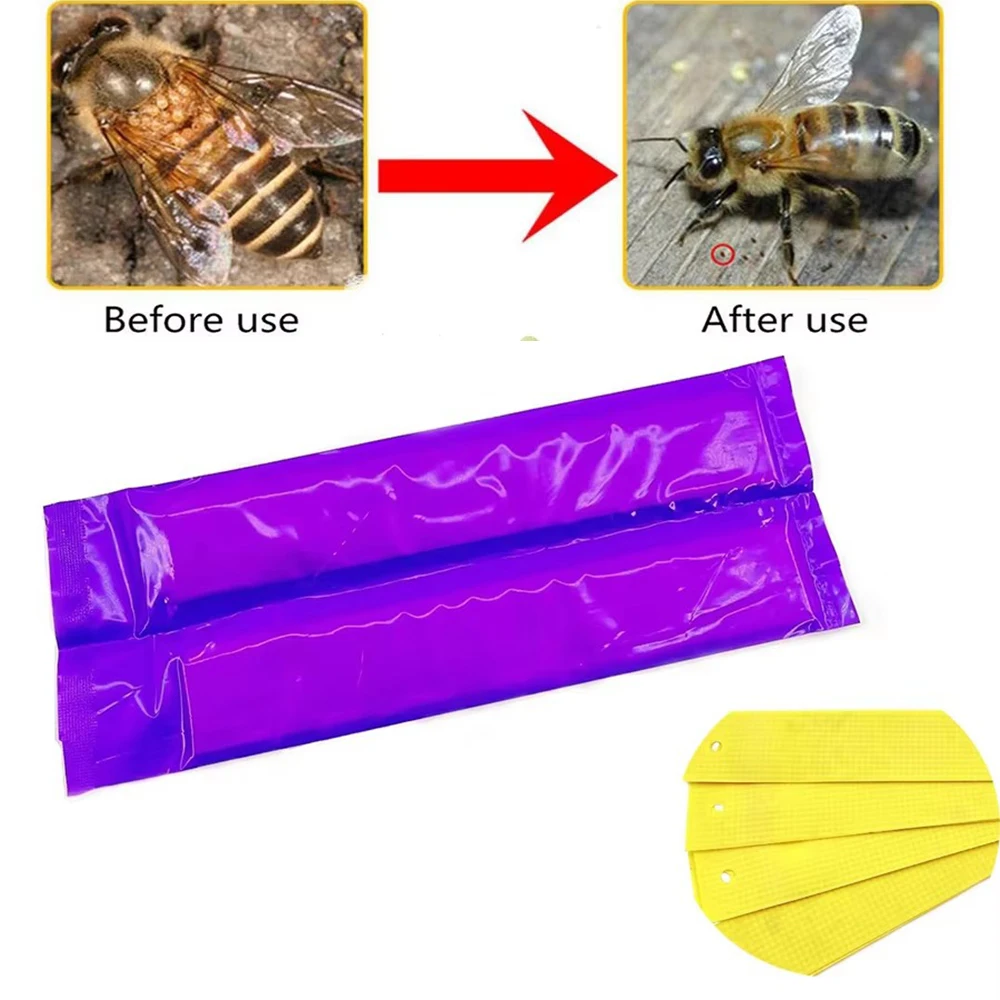 200 tiras de artículos antiácaros para apicultura, tira de ácaros de abeja, inofensiva a las abejas, Mata ácaros Varroa, suministros de colmena para apicultura