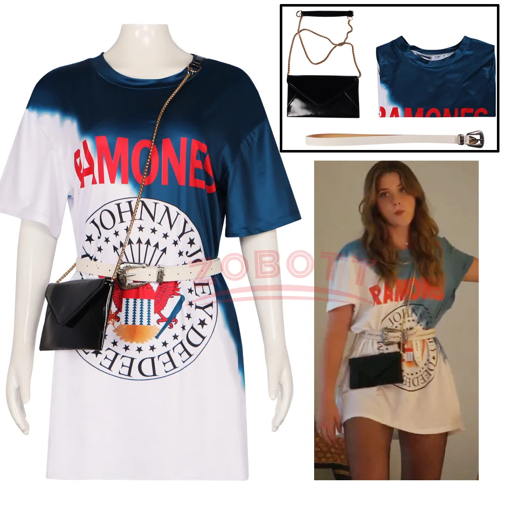 

Movie My Fault Cosplay Culpa Mia Dress Graffiti Long T-Shirt Belt Bag Halloween Party Cosplays Women Novelty Casual Costumes