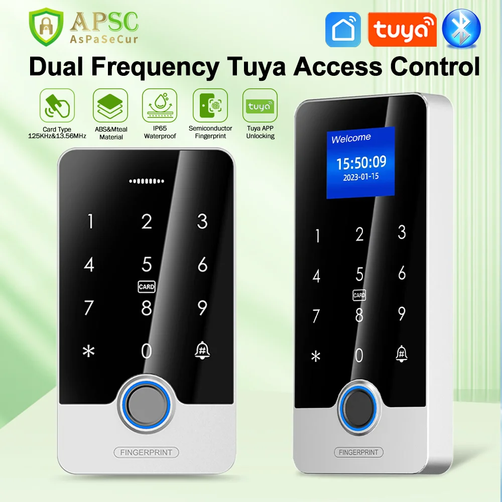 Tuya APP Waterproof Bluetooth Fingerprint Access Controller Standalone RFID Touch Keypad 13.56MHz and 125Khz Door Opener System