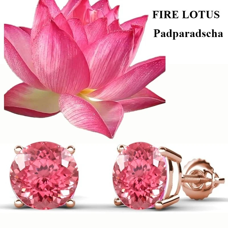

100% S925 silvery fire lotus screw back 4 prong stud earring for women golden plated yellow golden plated lab creat sapphire