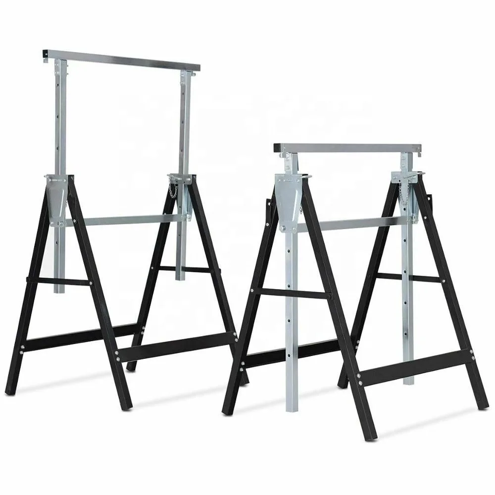 Height-adjustable folding detachable 200KGS iron lift bracket sawhorse support frame  woodworking workbench operation saw table