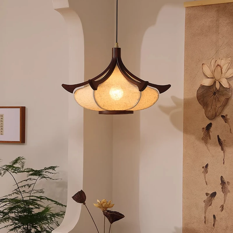 

Restaurant chandelier new Chinese medieval solid wood retro designer tea room lamp