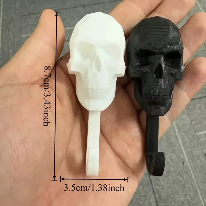 2pcs Skull Wall Hooks Gothic Towel Rack Halloween Punk Decor Creative Entryway Key Holder Bathroom Decor