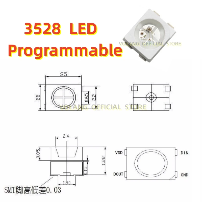 Ws2812b 1515 5050 3528 6028 4020 1204 0807 5V 1010 Mini SMD LED RGB Chip indirizzabile Digital Pixel Full Color Led diodo Lamp1209