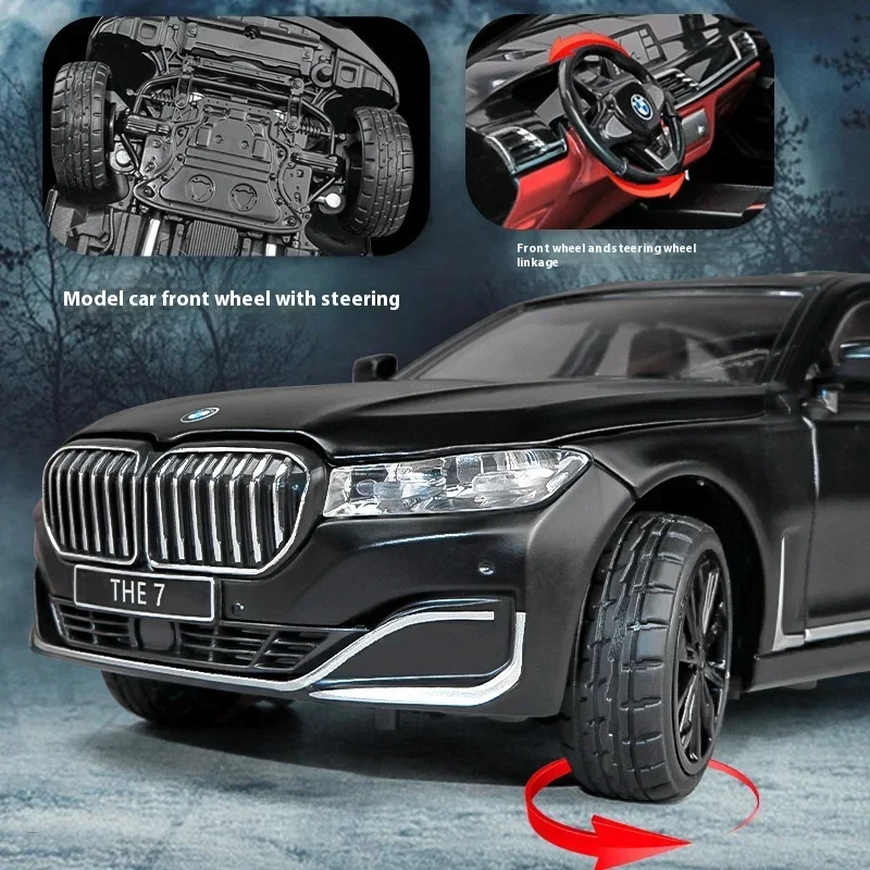 دييكاست 1:24 THE 7 760LI كبير ليموزين سبيكة معدنية سيارة نموذج سيارة الصوت والضوء التراجع لعبة الزينة الداخلية لعبة أطفال