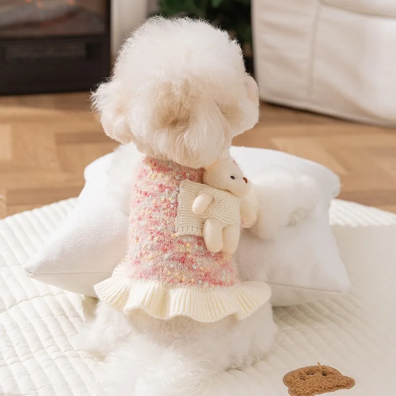 

Winter 1/pic Dog Sweater Teddy Couple Outfit Clothes Maltese Warm Small Bear Pullover Pet Dress Small Dog Fashion Knit Sweater