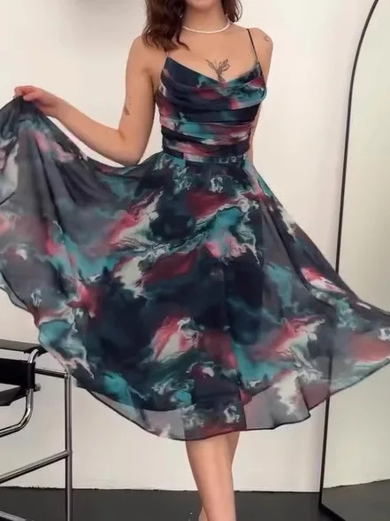 

Sexy Printed Oversized Dr Women's See-tough Floral Print Maxi Dr High Waist Svel Casual Loose Fit Dr