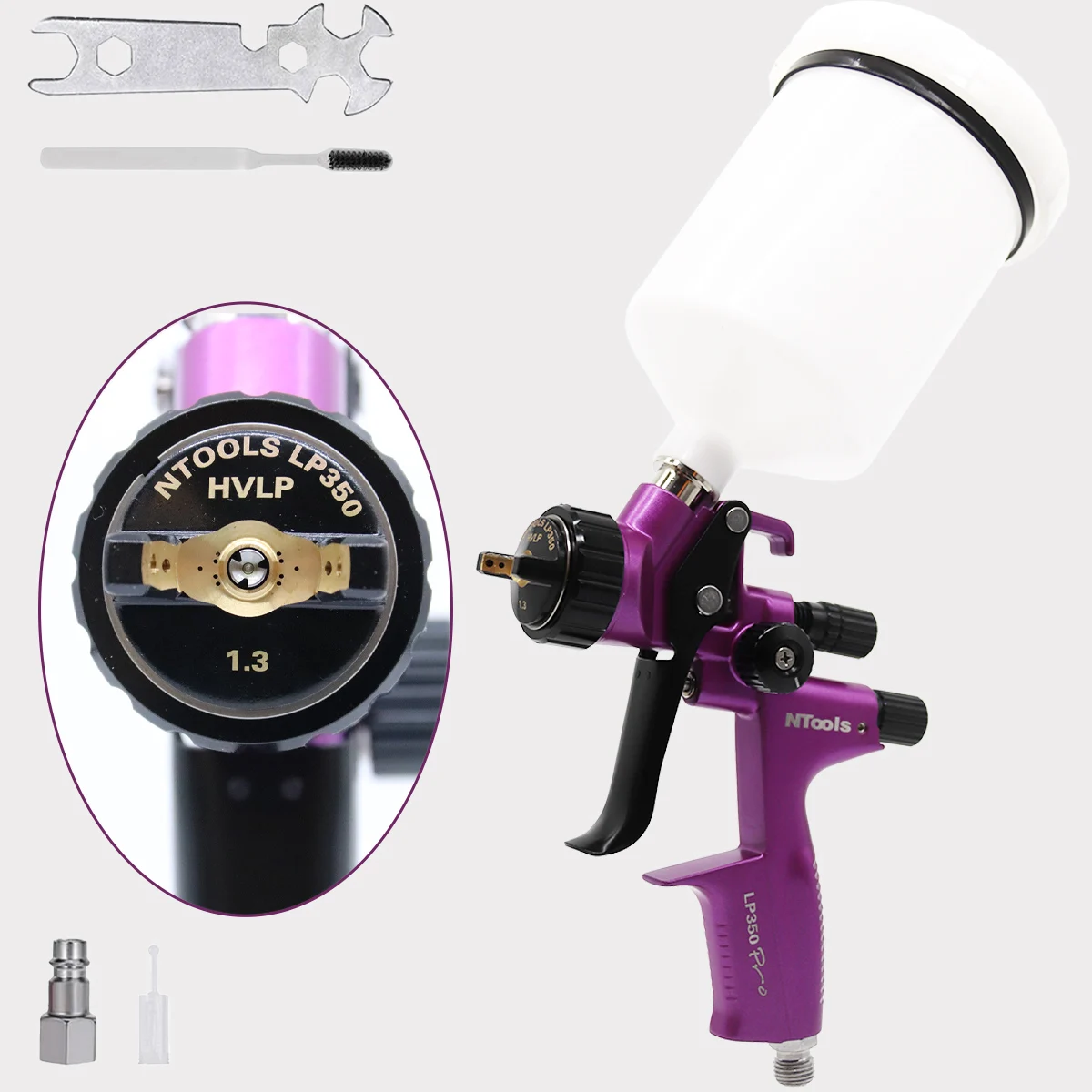 Slit Nozzle Spray Gun 1.3MM for Varnish Paint V Shaped Plum Blossom Gap Nozzle Air Paint Gun With 600CC Tank Automotive Sprayer