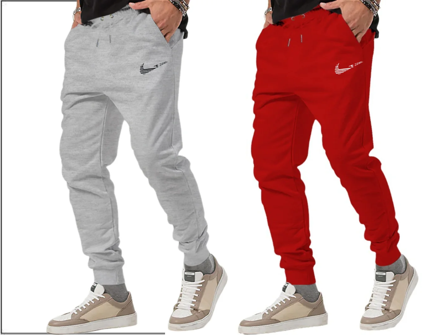 

Men's casual fleece drawstring running pants, running pants, sports pants, engraved printing training, autumn and winter 1000+