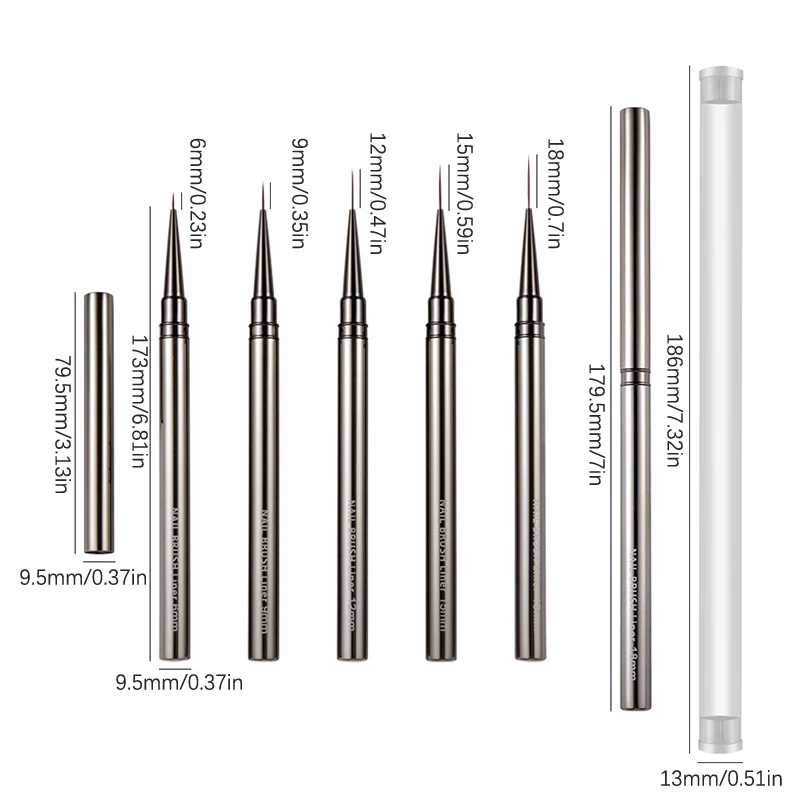 新しい1個入りネイルアートライナーブラシ、ジェルネイルブラシ、ジェルネイルポリッシュペイントブラシ、描画ネイルアートブラシペンセット、ネイルペン