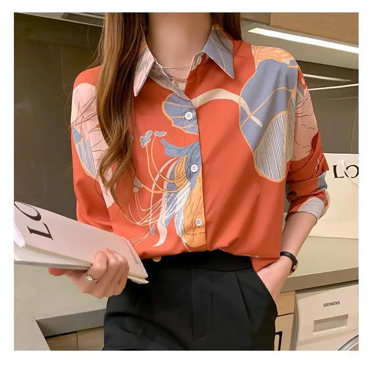 Cheap wholesale 2021 spring summer autumn new fashion casual chiffon women shirt woman female OL long sleeve blouse Ay1621