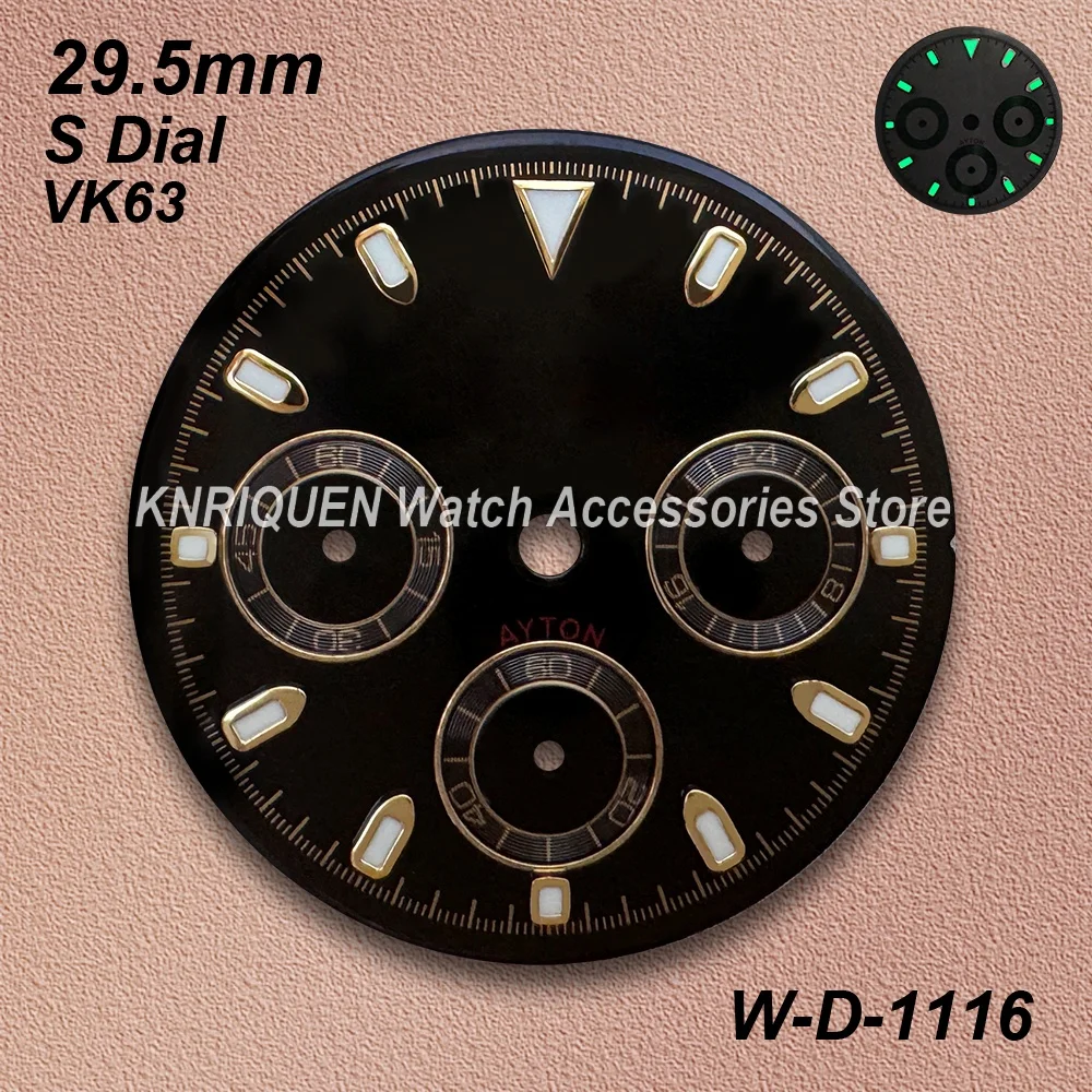 29.5mm S Logo Panda DTN Dial For VK63 Movement Green/No Luminous High-Quality Dial Watch Modification Accessories - view 3