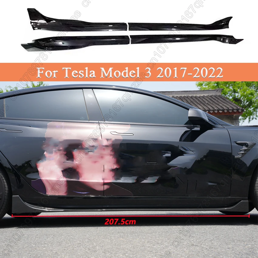 Per Tesla Modello 3 2017-2022 4 Pezzi Auto Paraurti Laterale Spoiler Diffusore Modificato Minigonne Laterali Lame di Estensione Gloss Nero Accessori