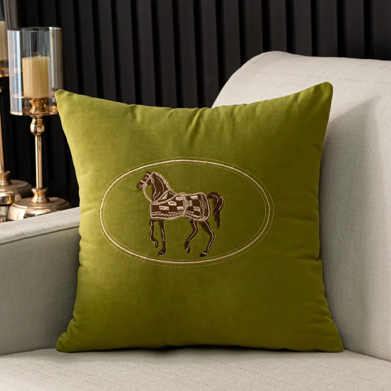 Amerikanischer handbestickter Kissenbezug mit Pferdemuster, Umarmungskissenbezug, Sofa, Zuhause, Büro, Wohnzimmer, Auto-Kissenbezug, 45 x 45 cm – Detail 16