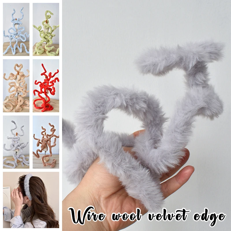 

1M Long Plush Steel Wire Plastic Lace Twisted Modeling Decor Hand-made Material Diy Christmas Wedding Fabric Rabbit Ears Decor