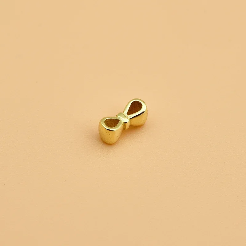 S925 Sterling silver double row bow bead small fresh septs hand-woven diy accessories beaded material