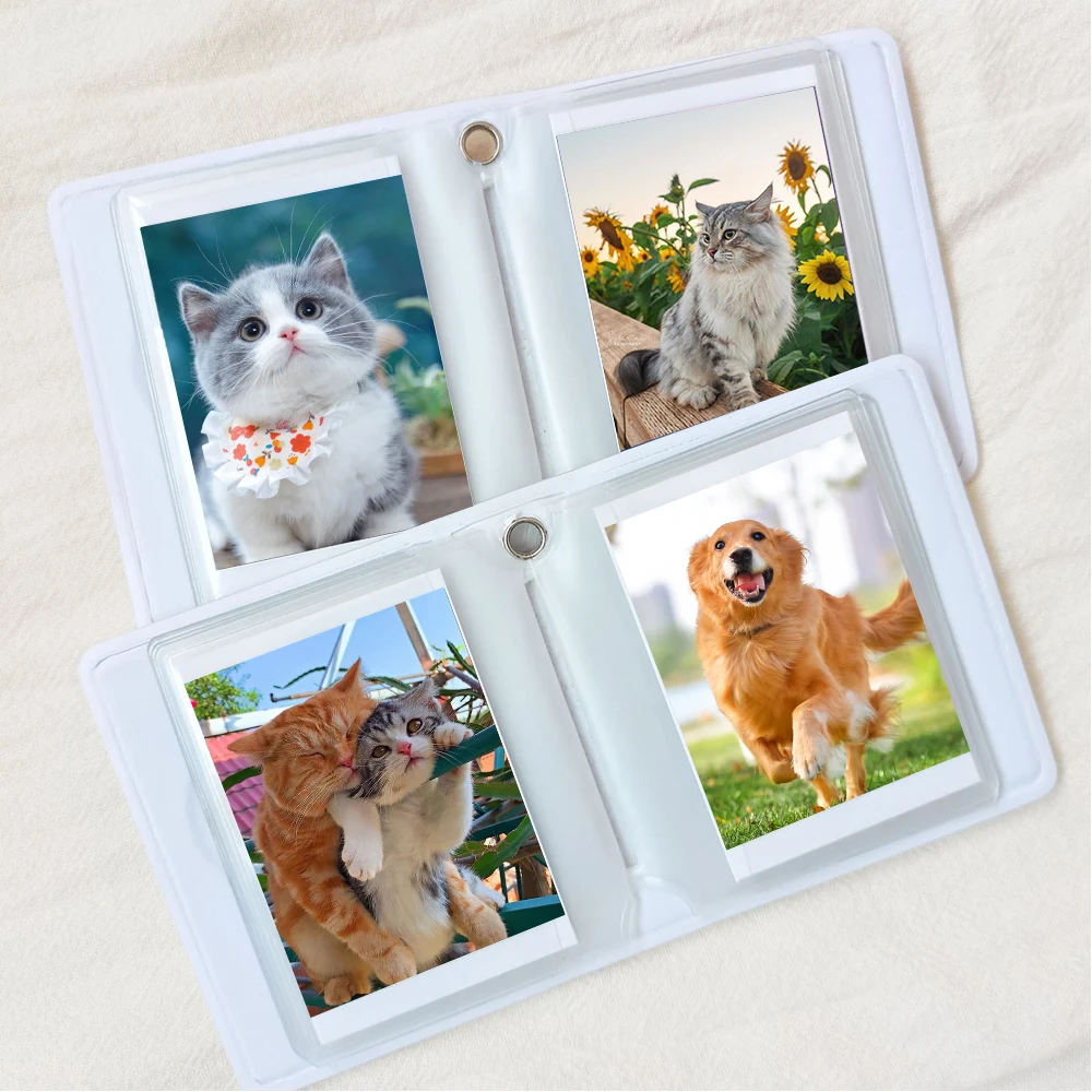 INS 2 Inch Cartoon Cute Bear Cat Printing Photo Album 16 Pockets Kpop Photos Collect Book Heart Hollow Card Holder Mini Card Bag