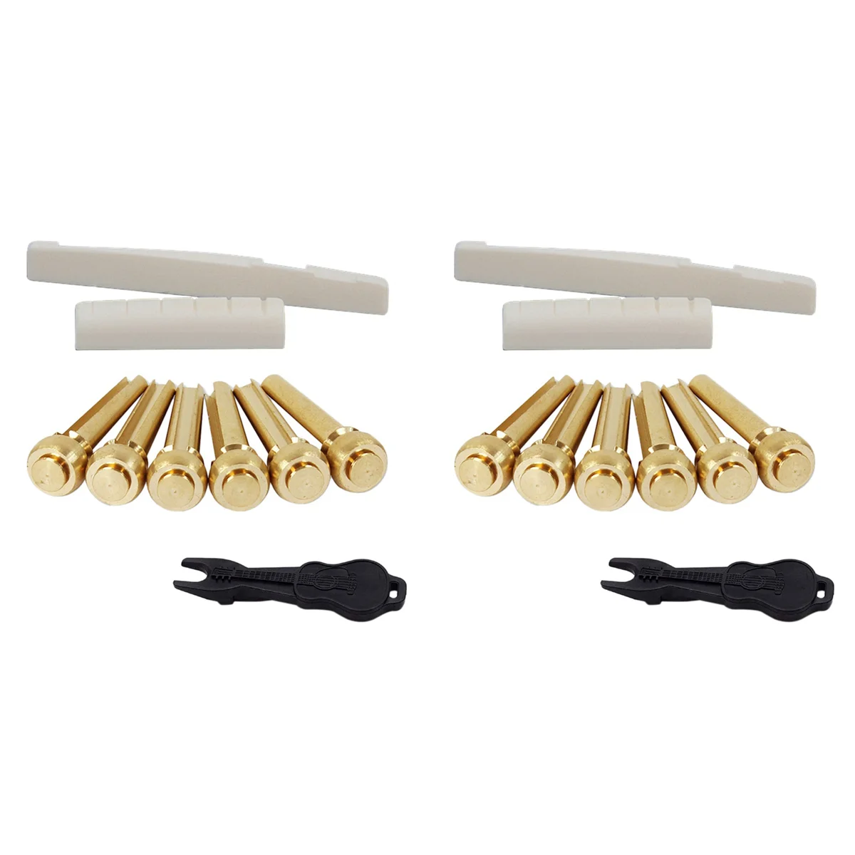 A71P 12X سلسلة الغيتار الصوتية نهاية الجوز جسر السرج أذن البحر دبابيس استبدال مجموعة (دبابيس النحاس والجوز سرج العظام) #2