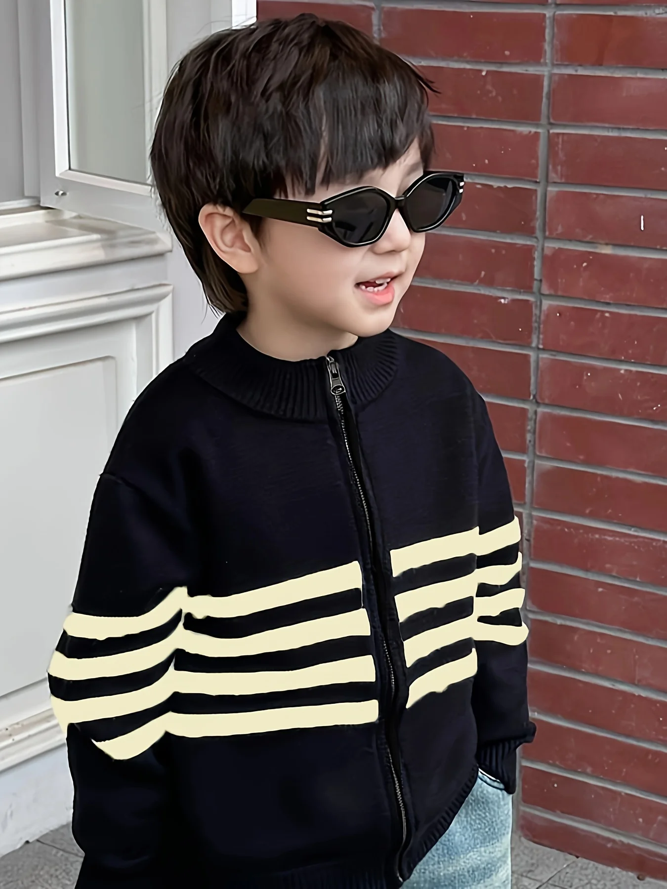 Boys' Cardigan Sweater New Children's Fashion Stylish Zipper Knitwear Toddler Handsome Jacket
