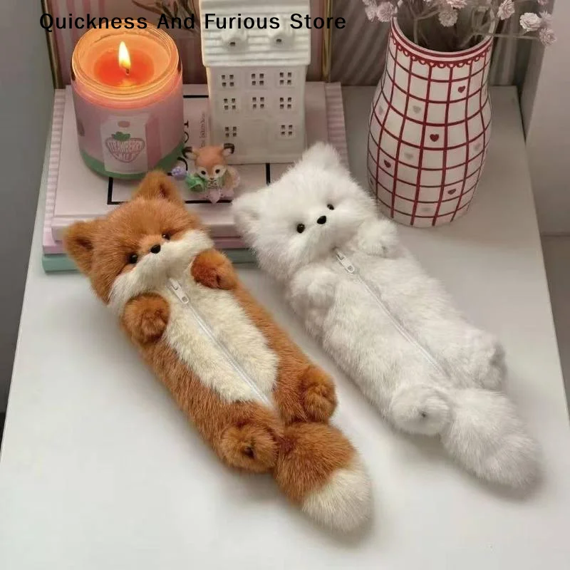 【TO】Funny Cartoon Animal Plush Pencil Pouch, Cute Personalized Pen Case for Students, Kawaii Stationery Storage & Organizer Bag