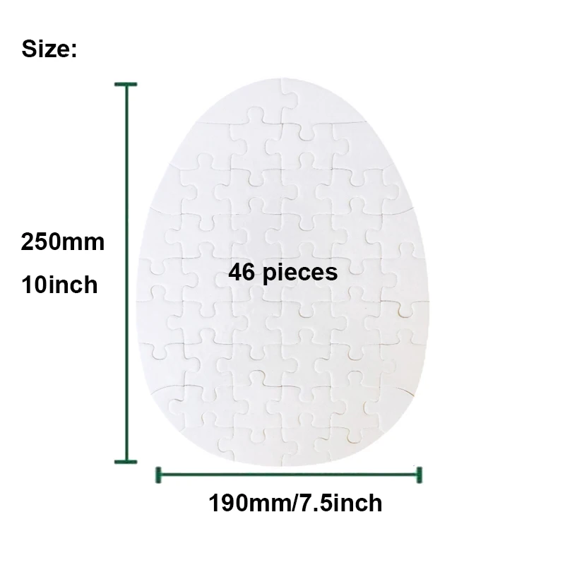 Free Shipping 20pcs/Lot 46 Pieces Logo Printing Sublimation Blank Egg Shape Jisgaw Puzzle For Easter Day Use