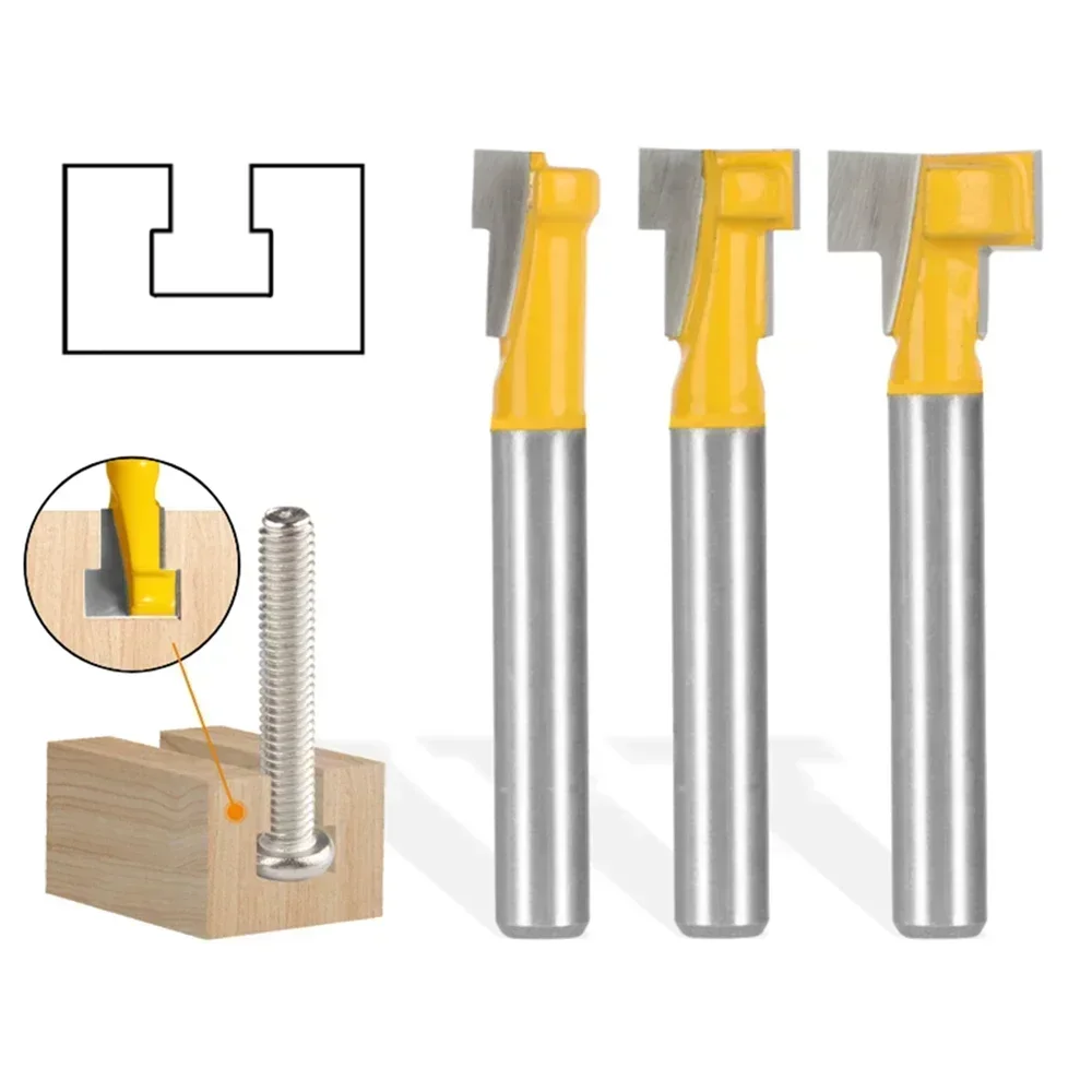 6mm 6.35mm 8mm Shank T-Slot Cutter Router Bit Set Key Hole Bits T Slotting Milling Cutter for Wood Woodworking Tools