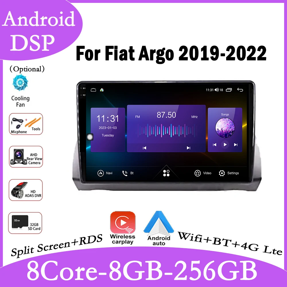 

9 lnch QLED For Fiat Argo 2019-2022 Android14 DSP Car Radio Multimedia Navigation Video player Carplay Android Auto