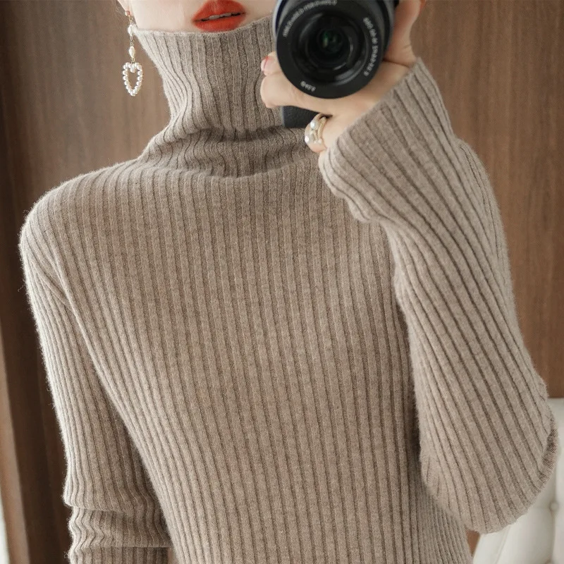 2022 Spring Autumn Winter Women\'s Cashmere Sweater Turtleneck Pullover Slim Solid Color High-quality Warmth Comfort Knitwears