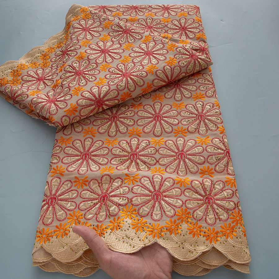 

Нигерийская швейцарская вуаль, кружевная ткань 2026, высокое качество, вышивка, 5 лет, африканская хлопковая кружевная ткань для шитья свадебных платьев для женщин