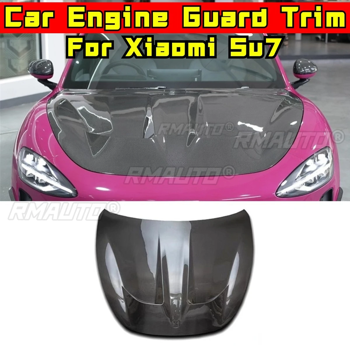 Real Carbon Fiber Car Cover Engine Guard Skid Plate Decorative Strips For Xiaomi Su7 Protection Plate Front Skid Plate Body Kit