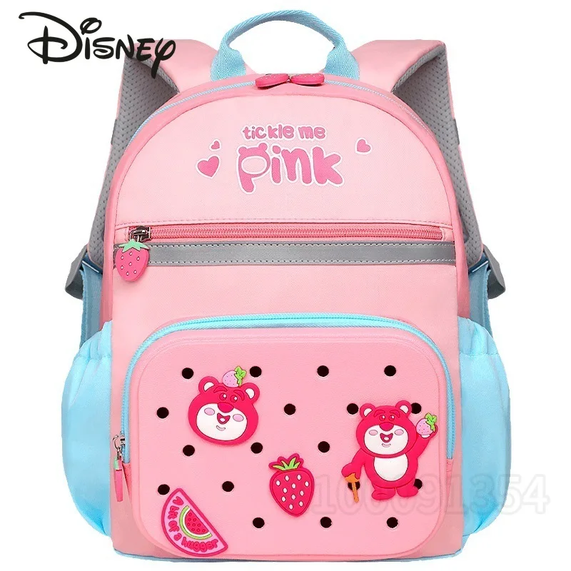 disney-strawberry-bear-original-new-girls'-school-bag-fashionable-and-personalized-diy-girls'-backpack-pink-girls'-school-bag
